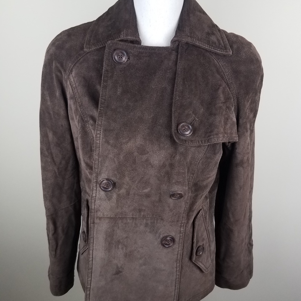 Terry Lewis Brown XS Leather Jacket Peacoat Suede